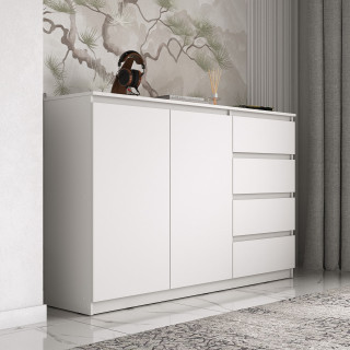 Белая тумба-комод под телевизор с ящиками как модуль мори МК 1600.1, Тб-23 СИТИ ЛДСП