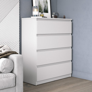 Высокий белый комод с 4 ящиками для белья, Недорогой К-01 СИТИ ЛДСП